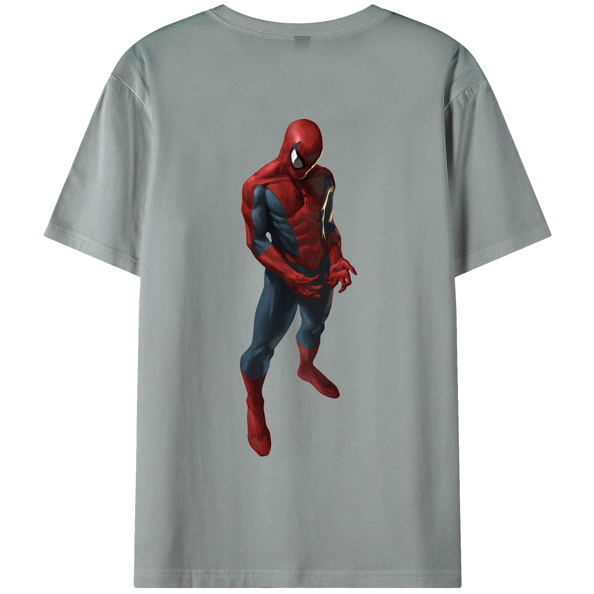（画像用） Spider Man スパイダーマン 綿100％ メンズ半袖Tシャツ（バックプリント） 通気性